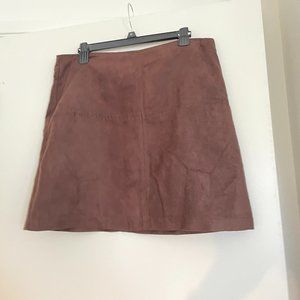 Brown Faux Sueded Skirt